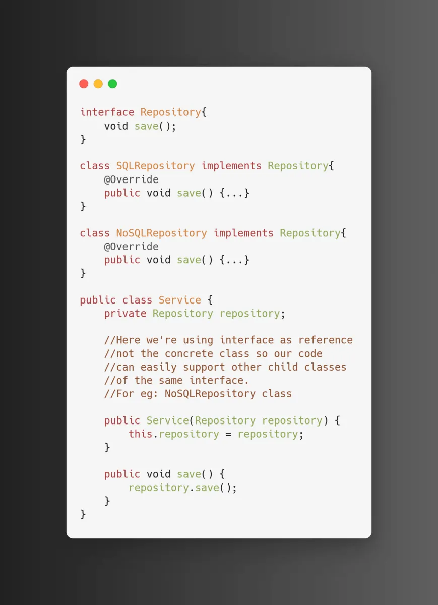 Following Dependency Inversion - Interface